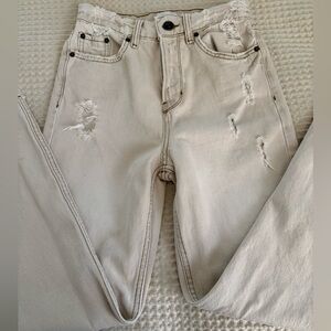 BDG Cream Distressed Boyfriend Jeans
